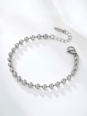 Bead Ball Bracelet | Platinum Plated Silver Luxury Jewelry (5mm beads)